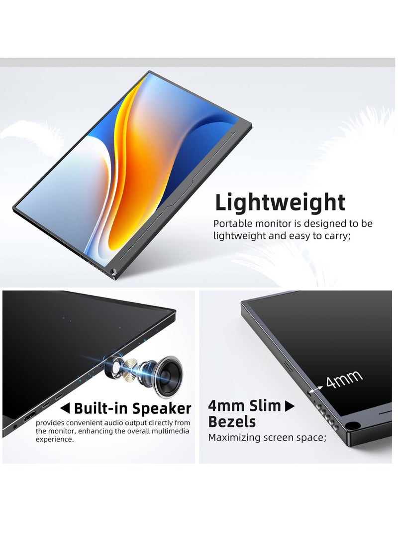 UPERFECT 15.6 Inch Black Portable Monitor  Full HD IPS Screen 1920 x 1080 with HDMI USB C for Laptop PC Mobile Phone PS4/5 Switch with Protective Case VESA Compatible - Image 3